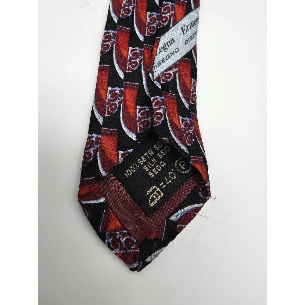 Ermenegildo Zegna 100% Silk Necktie Black Red Blue Made In Italy 59